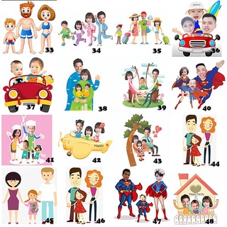 Chibi gia đình - chibi trang trí sinh nhật Miễn phí thiết kế