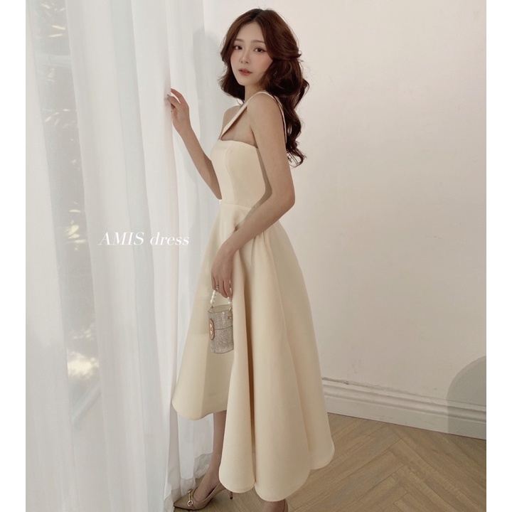 Váy Cup ngực dáng dài dự tiệc H.I.U ROOM, AMIS nude dress dáng chữ A tiểu thư thanh lịch H.I.U design 2021. | BigBuy360 - bigbuy360.vn