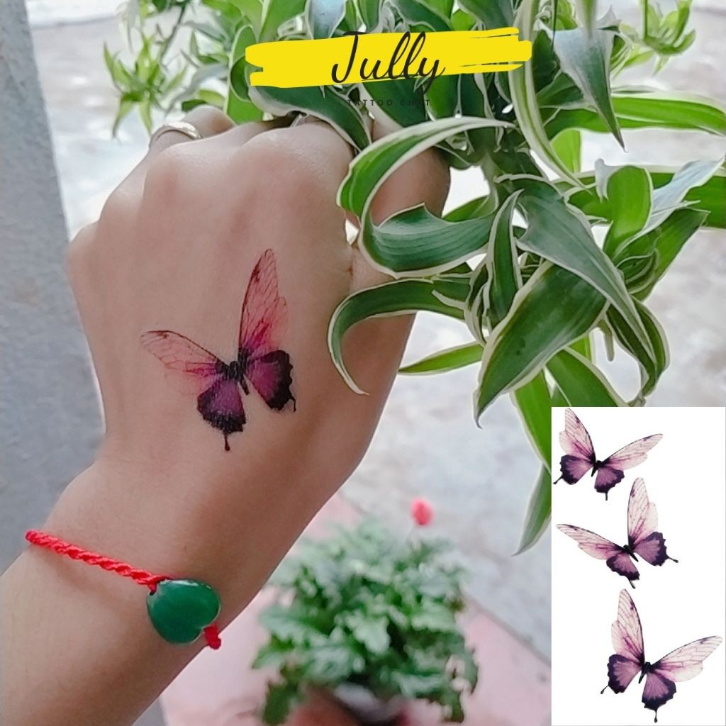 Hình xăm dán bướm mini cute JULLY Tattoo chất, xăm tạm thời 15 ngày chống nước an toàn bền đẹp cho nữ