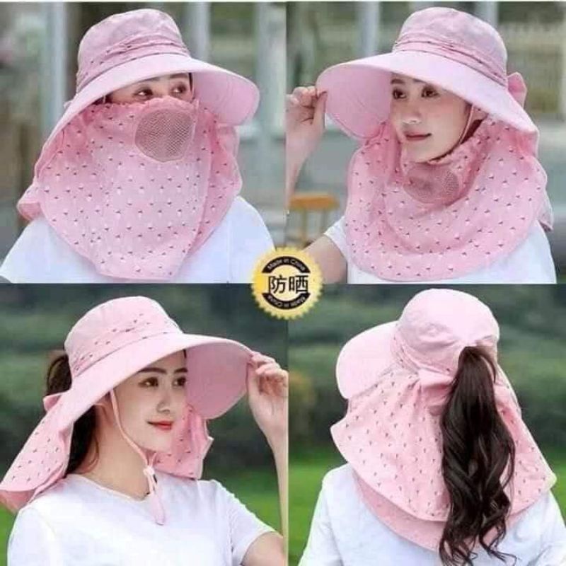 Mũ ,nón chống nắng vàng rộng kèm khẩu Trang có lỗ thông khí
