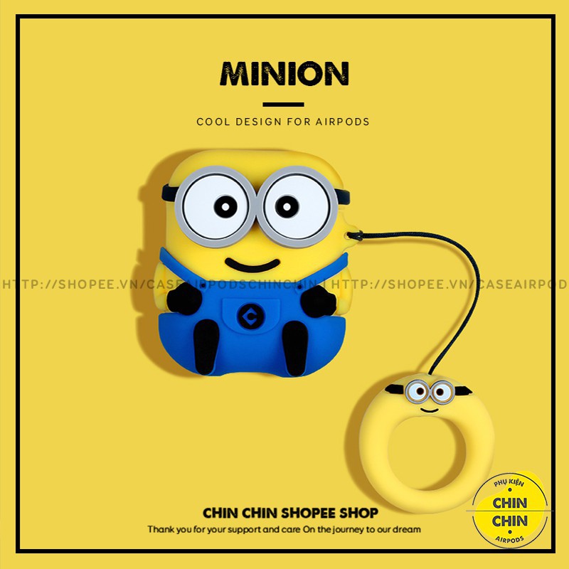 ☽❈Vỏ Bọc Airpods 1/2/Pro Hoạt Hình Minion Bằng Silicon Dẻo Bao Ốp Đựng Airpod - Chin Shop