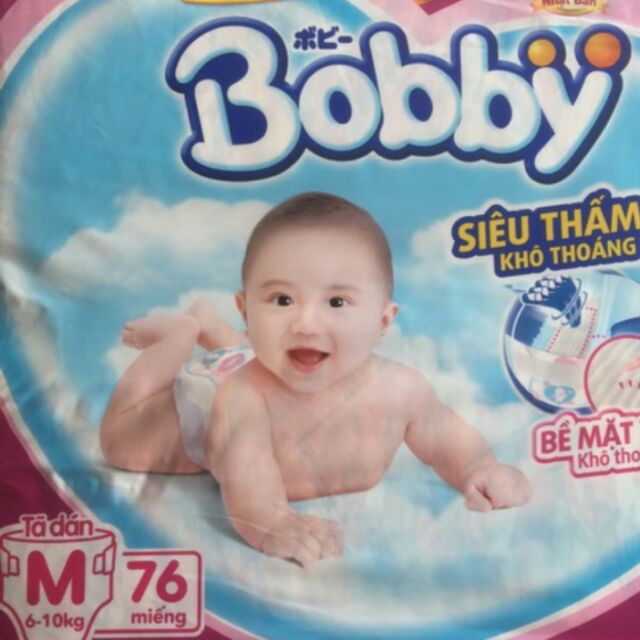 (Mẫu mới rãnh thấm kim cương ) Tã dán bobby m76,L68,XL62