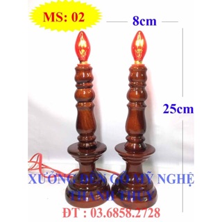 Đèn bàn thờ điện - Đèn trung  - Gỗ tràm MS 02