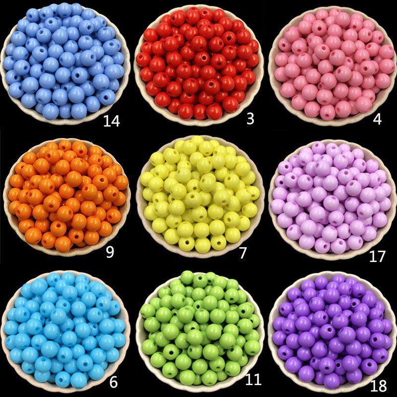 Bộ 50 hạt nhựa 4mm 6mm dùng làm trang sức
