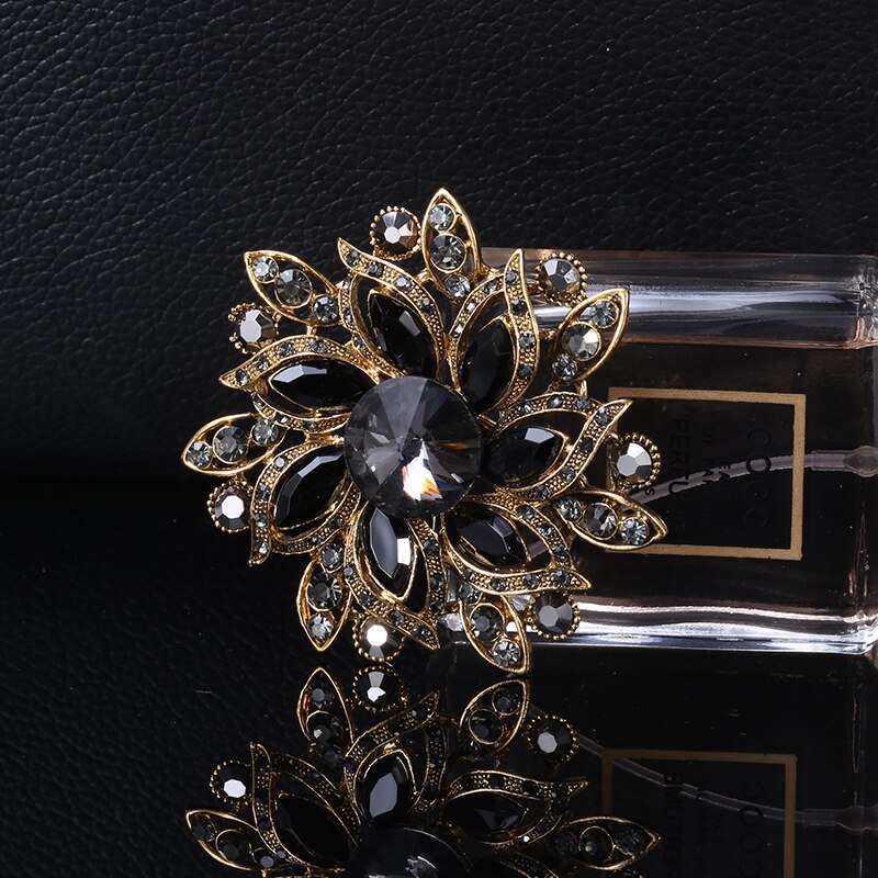 Ghim cài áo hình hoa đính đá pha lê thời trang dành cho nữ