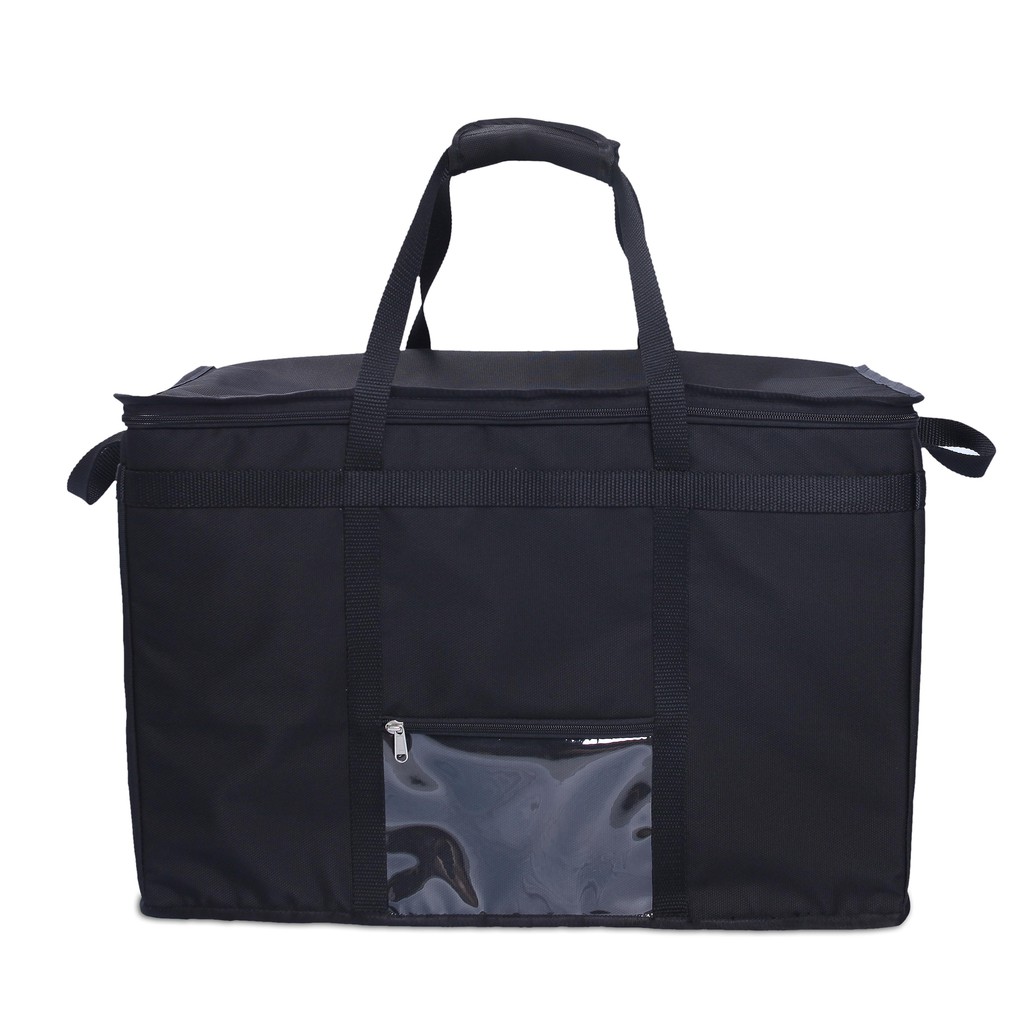 Túi Giữ Nhiệt GrepacoBags Giao Nhận Hàng Thực Phẩm Size Lớn (To) XXL Bằng Vải Bố Canvas Màu Đen Quai Xách 4 Hướng