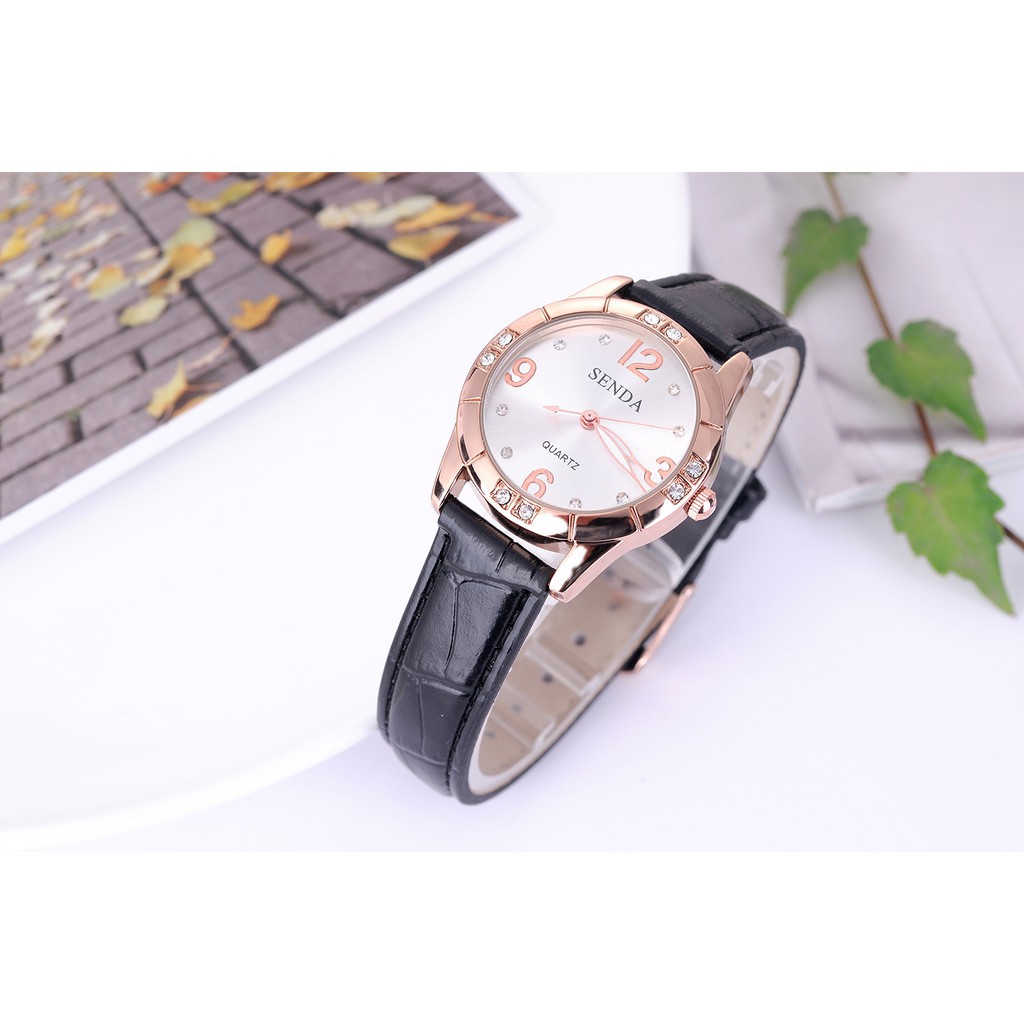 ĐỒNG HỒ NỮ SENDA 8182 MẶT TRÒN,DÂY DA CHÍNH HÃNG Bán lẻ giá sỉ