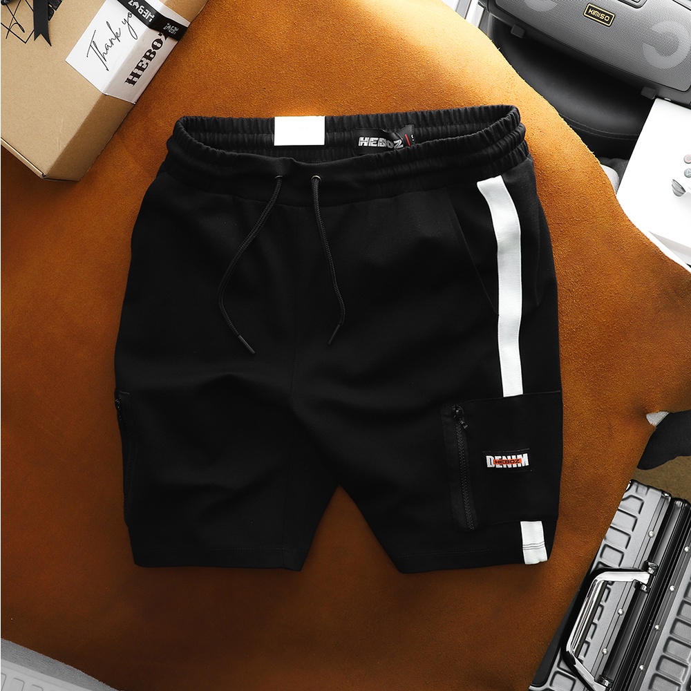Quần short thun nam chất vải PC gân, túi có zip cao cấp HEBOZ 2M - 00001229