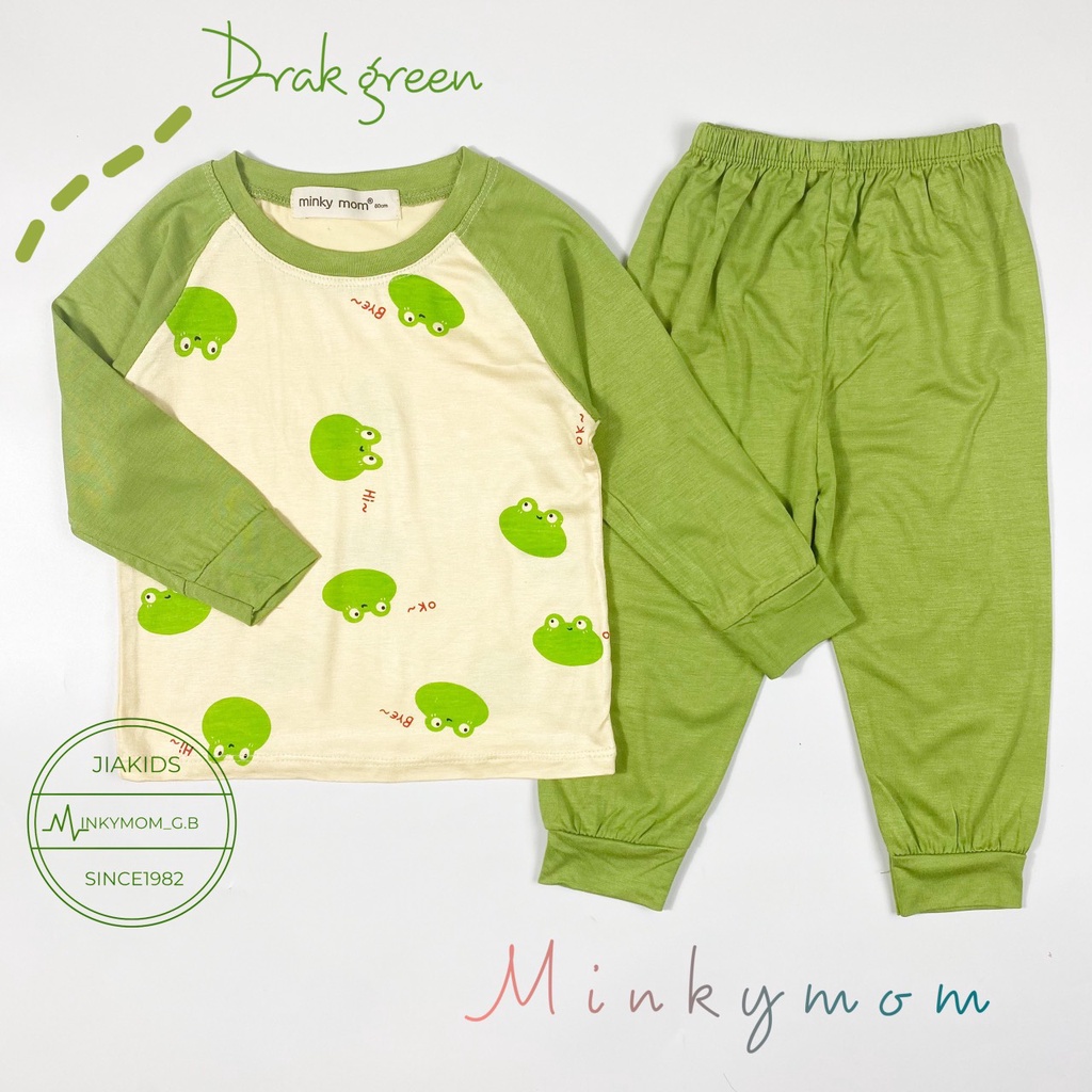 Đồ Bộ Dài Tay Bé Trai, Bé Gái Minky Mom Vải Thun Lạnh Tay Màu Hoạ Tiết Con Vật, Hình Con Vật, Bộ Mặc Nhà Cho Bé - AN.KID