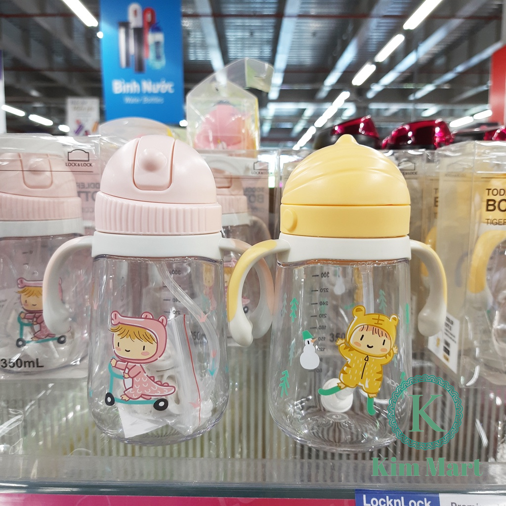 Bình Nước Có Ống Hút Lock&Lock Nhựa Tritan Cực An Toàn ABF681 350ml Kèm Dây Đeo bé cực thích