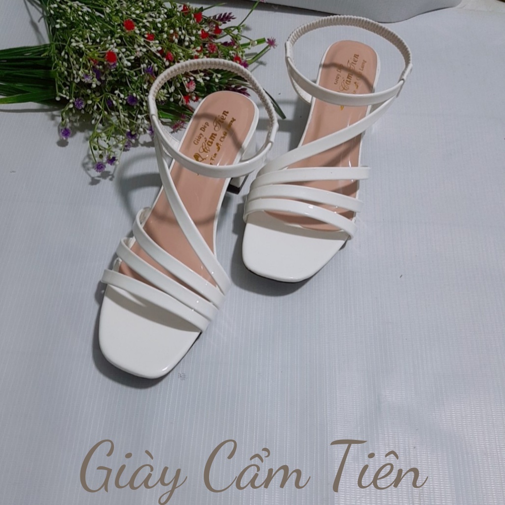 Giày Sandal Nữ Cao Gót CẨM TIÊN 2P-9P  Mũi Vuông Thời Trang Sang Trọng