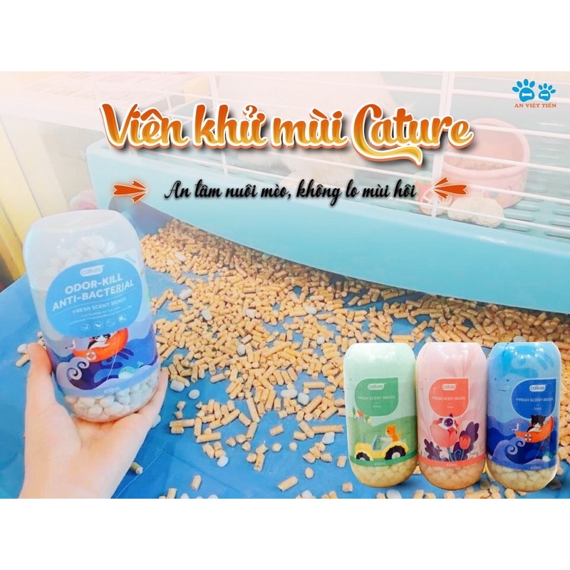 Viên thơm khử mùi - khử khuẩn  CATURE / hạt khử mùi - khử khuẩn cát vệ sinh mèo