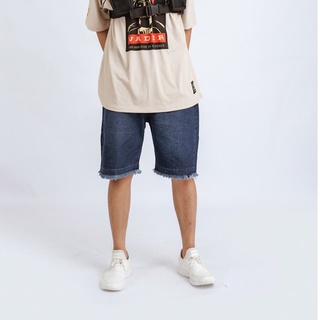 Quần Short BOO Đùi Nam Ống Rộng Phối Khoen Túi Và Gấu Xoả Lạ Mắt Màu Denim