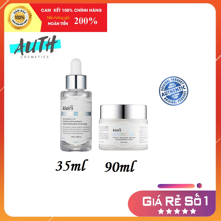 Bộ dưỡng trắng da mờ thâm Dear Klairs Duo Vitamin C - Vitamin E Fullsize Auth Hàn Quốc