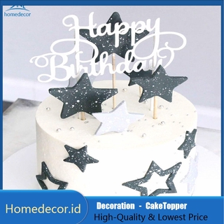 Phụ Kiện Cắm Trang Trí Bánh Kem Hình Chữ Happy Birthday 5 Màu Lấp Lánh