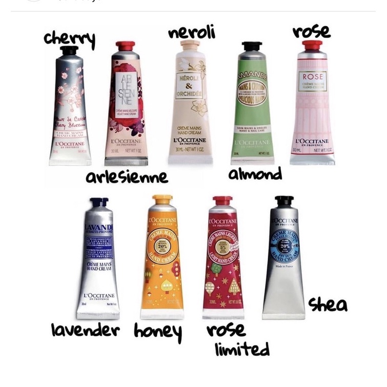 Set 8 kem dưỡng da tay L'Occitane Hand Cream 8 mùi x 30ml