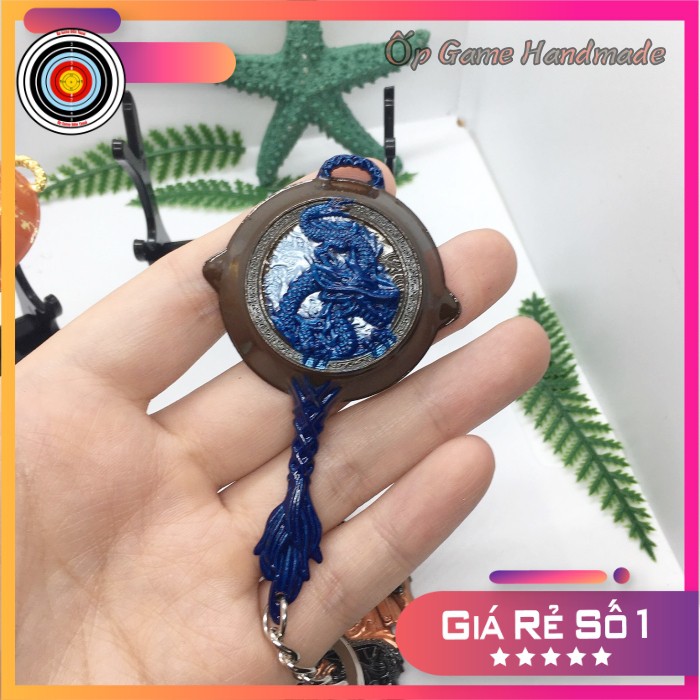Móc khoá Chảo Skin Dragon Brown Blue độc đáo dài 8cm mô phỏng giống thật - Móc khoá pubg kim loại cao cấp
