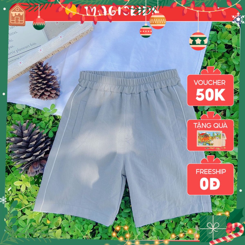 Quần đùi cho bé trai đũi sọc viền túi Magickids xanh dương đen xám quần áo trẻ em mềm mại thoáng mát QĐ21009