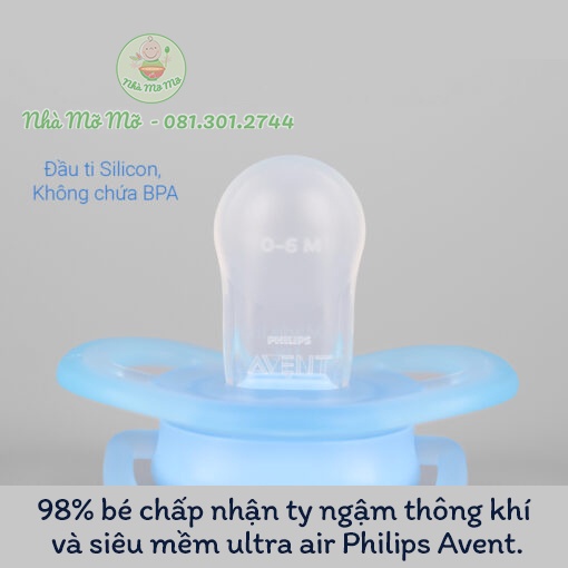 Ti giả Avent Ultra Air thông khí đầu dẹt ty ngậm cho bé - Nhà Mỡ