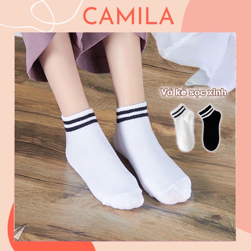 Tất nữ cổ ngắn dễ thương 2 sọc Hàn Quốc CAMILA T47