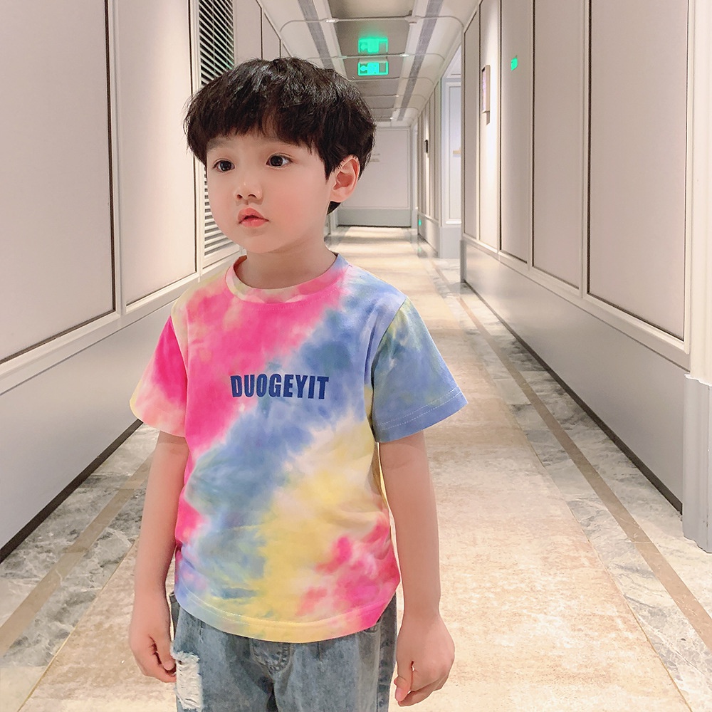 AT47 Size90-130 (9-27kg) Áo thun bé trai loang màu xiliba 100% cotton Thời trang trẻ Em hàng quảng châu