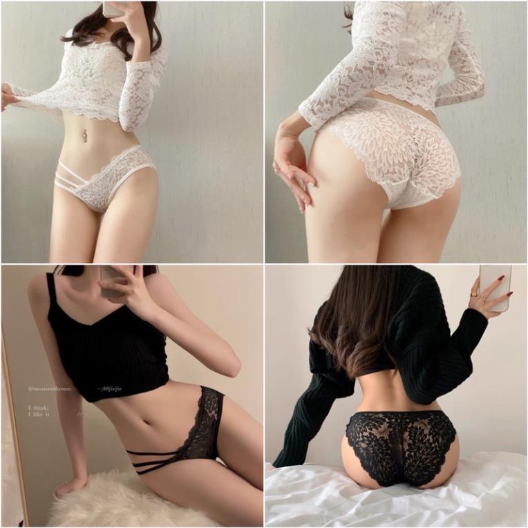 Quần Lót Nữ Softie ❤️Quần Lót Ren Sexy Phối Họa Tiết 3 Dây Hông Gợi Cảm Quyến Rũ 9802