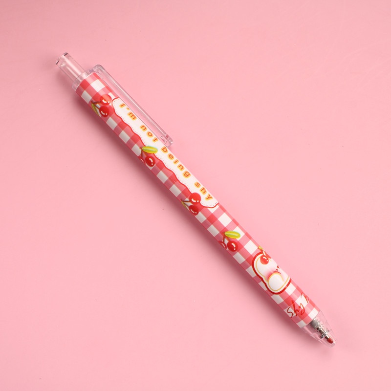 6 Cây bút bi bấm mực gel đen 0.5 in hình vẽ gấu hoạt hình dành cho học sinh