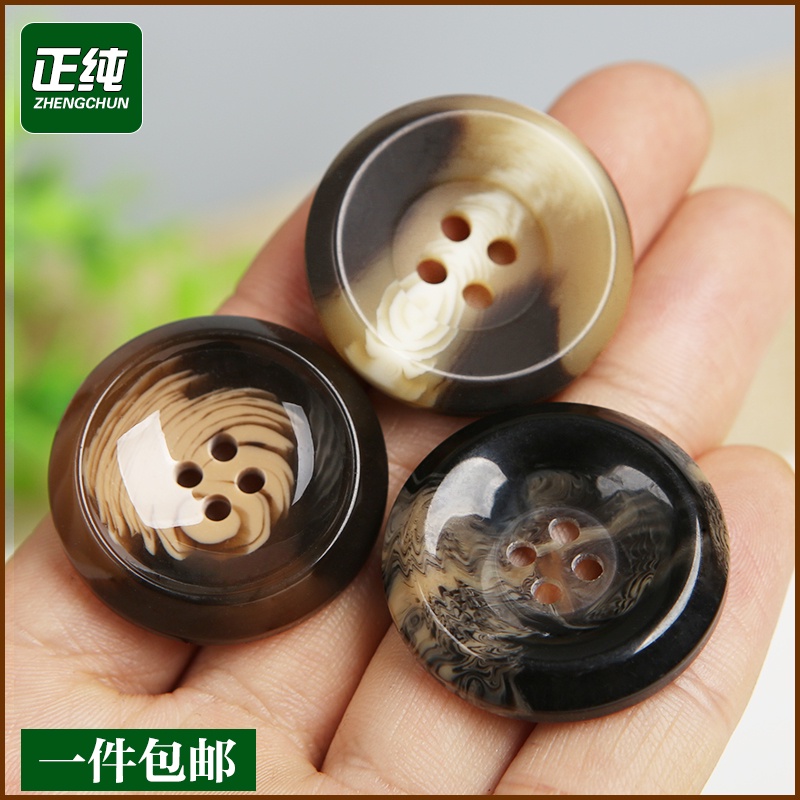 Nút Áo Khoác Gió Chất Liệu Len Màu Đen Thời Trang Cho Nam Và Nữ