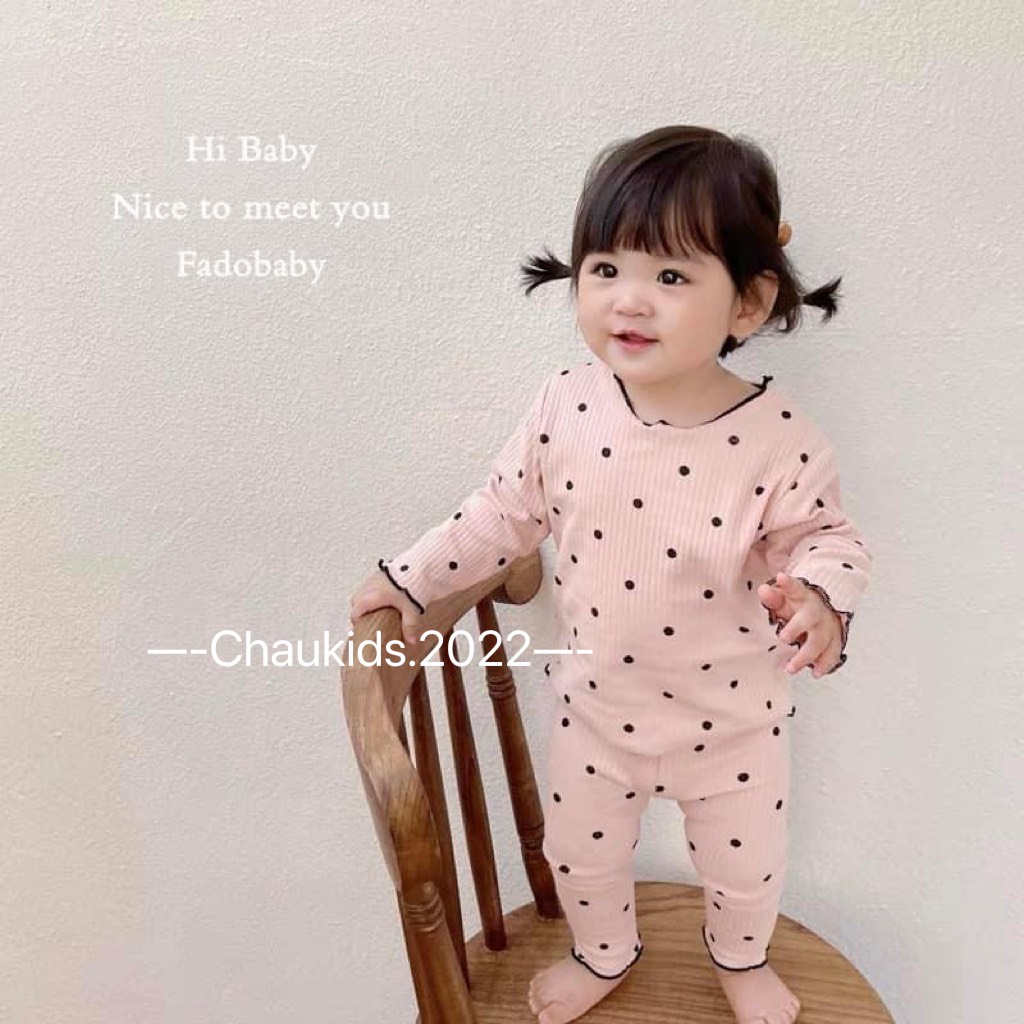 Bộ thu đông bé gái, bộ quần áo chất tăm lạnh QC hình tim in tràn mềm mướt cho bé