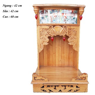 Bàn thờ thần tài ông địa gỗ xoan đào ngang 42 cm
