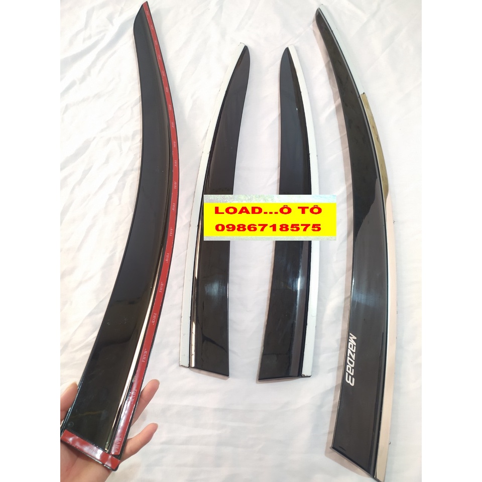 Vè Che Mưa Xe Mazda 3 2022-2018 Chỉ Inox, Mạ Crom Sáng Bóng, Có Sẵn Keo Dán 3M