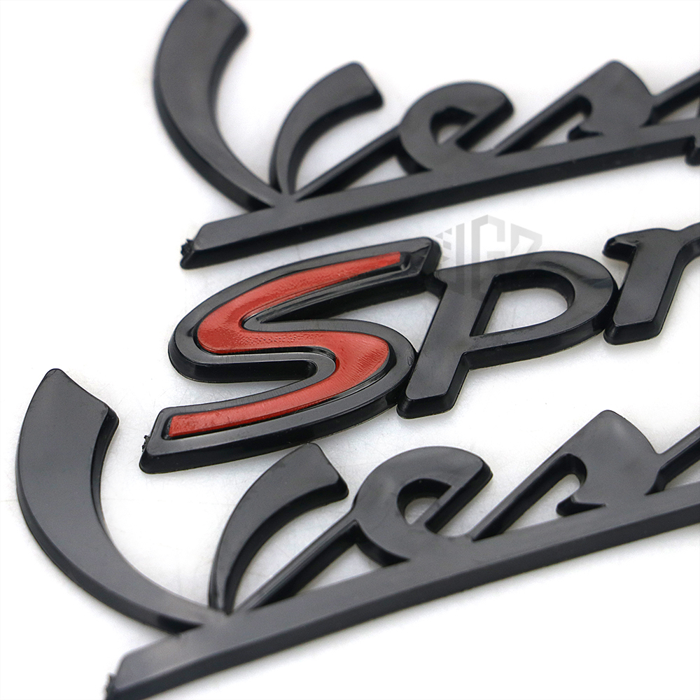 Tem dán xe máy màu đen bóng chất liệu nhựa dẻo in nổi chữ Vespa Sprint 125 150 GTS 300 125