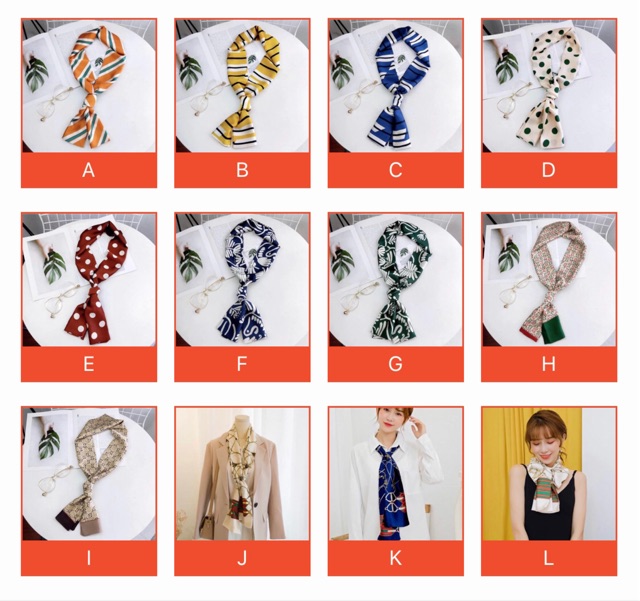 Khăn choàng cổ lụa satin thắt nơ áo sơ mi - Maben