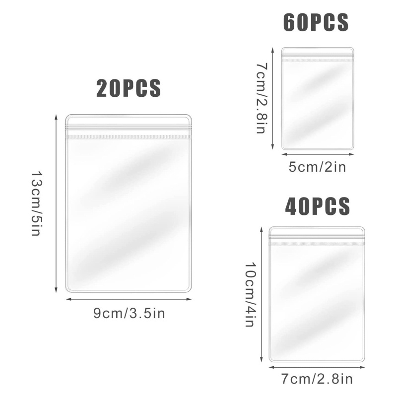 Set 120 Túi Nhựa Trong Suốt Đựng Trang Sức Có Thể Tái Sử Dụng