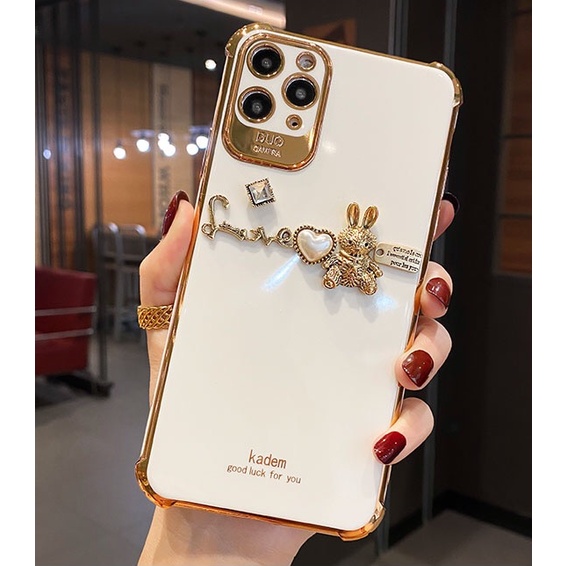 [Hàng sẵn mới về] Ốp lưng trong suốt viền đính chữ Thỏ sang chảnh - Ốp lưng điện thoại