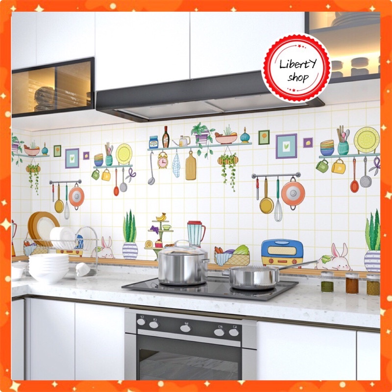 Decal Giấy Dán Bếp Tráng Nhôm Nhiều Mẫu Khổ Rộng 60cm Có Sẵn Keo Dán Chắc Chắn