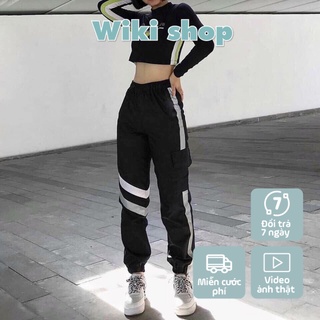 Quần jogger túi hộp sọc phản quang unisex