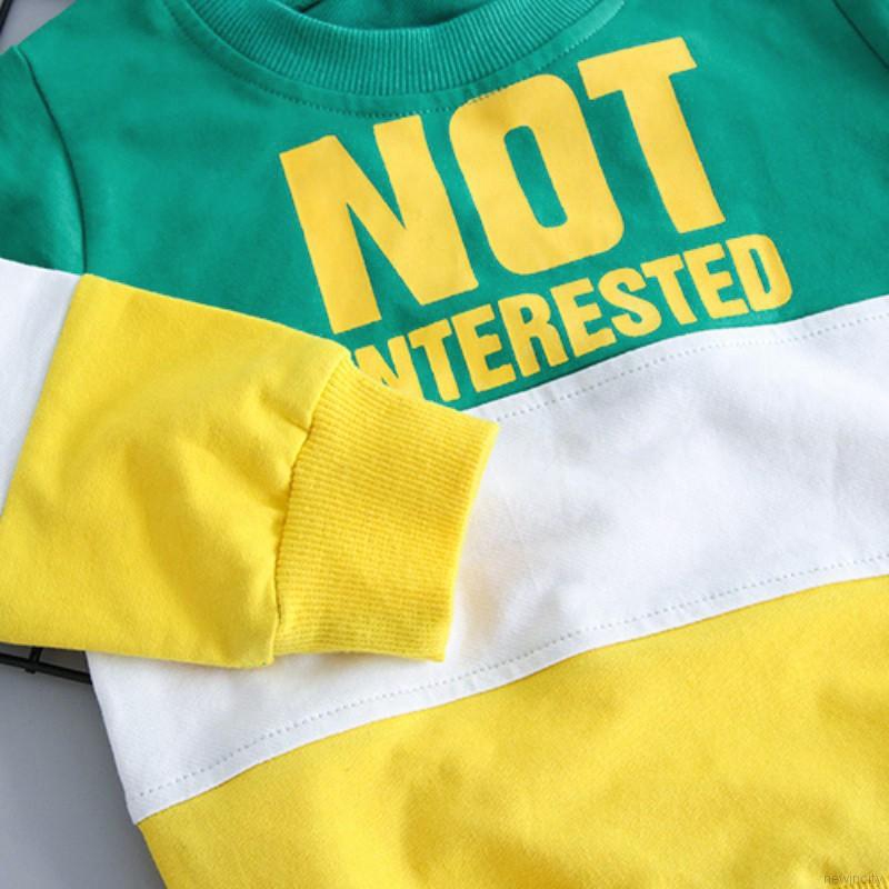 Bộ áo cotton dày tay in chữ + quần dài cho bé