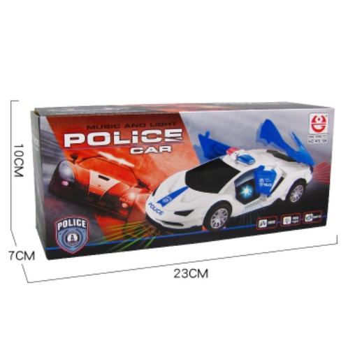 Ô tô cảnh sát đồ chơi biến hình, xoay 360, có đèn, có nhạc loại xịn