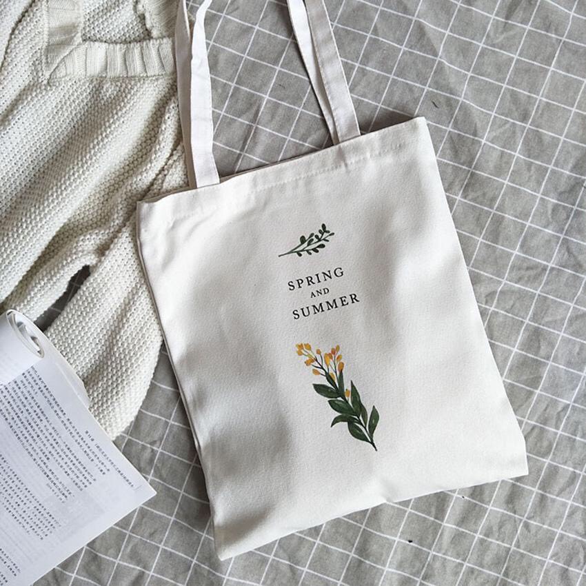 Túi tote vải bố đựng đồ canvas phong cách Hàn Quốc hình bông hoa cải siêu đẹp