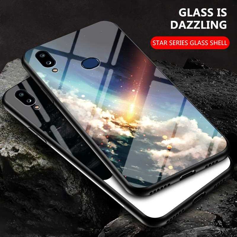 Ốp điện thoại mặt kính hình bầu trời sao cho Samsung Galaxy A10s 6.2"
