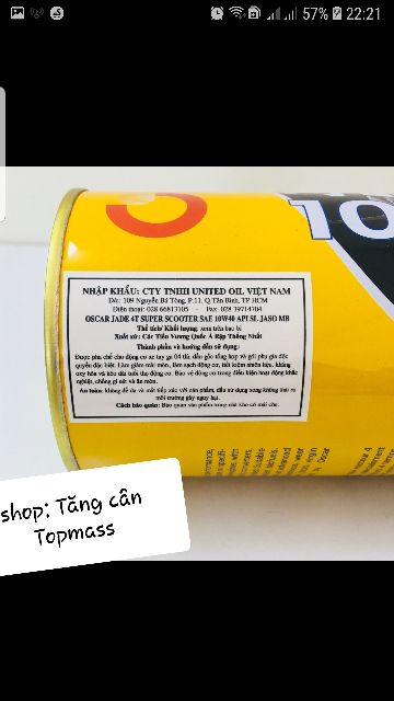 Nhớt Oscar dùng cho xe tay ga 4T - 10W40 - tiêu chuẩn JASO MB