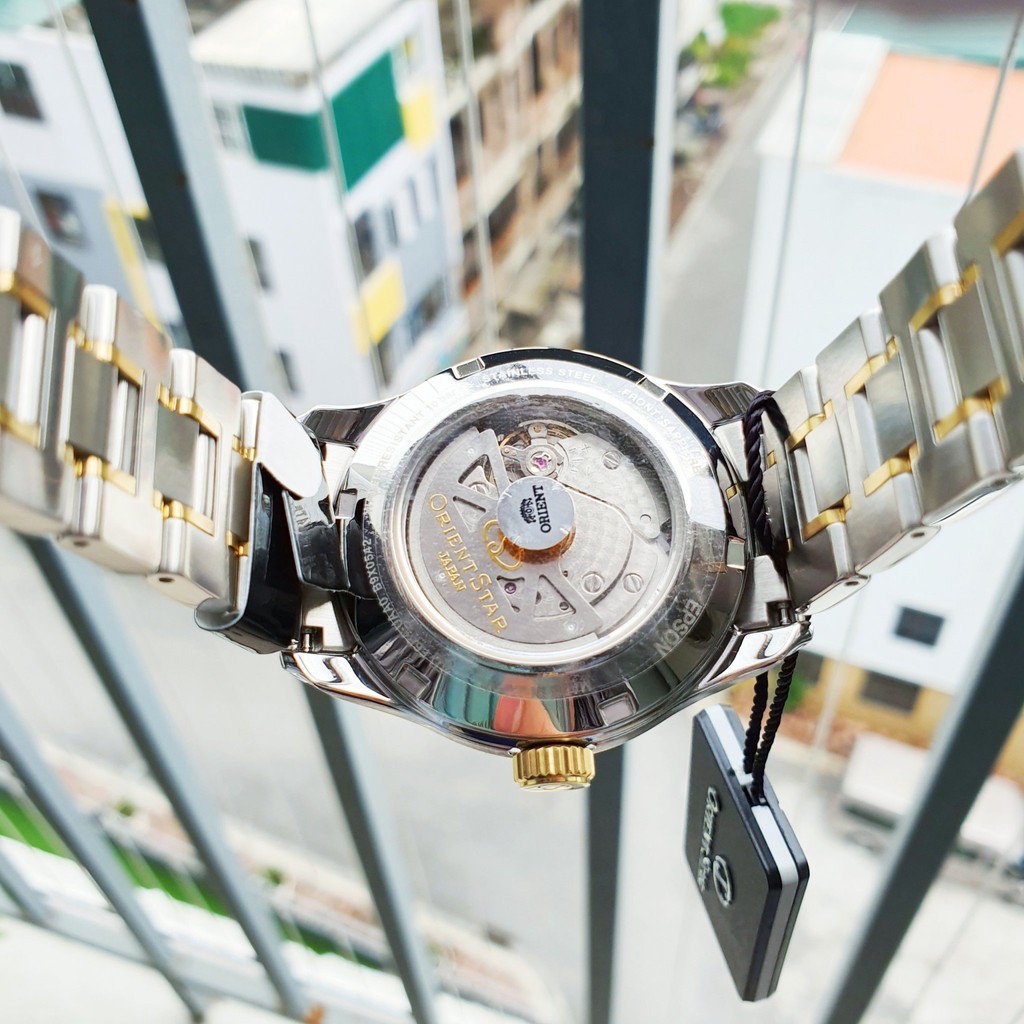 Đồng hồ Nam chính hãng Orient Star Semi Skeleton RE-AT0004S00B Automatic Demi vàng-Máy cơ tự động-Dây kim loại-Size 39mm