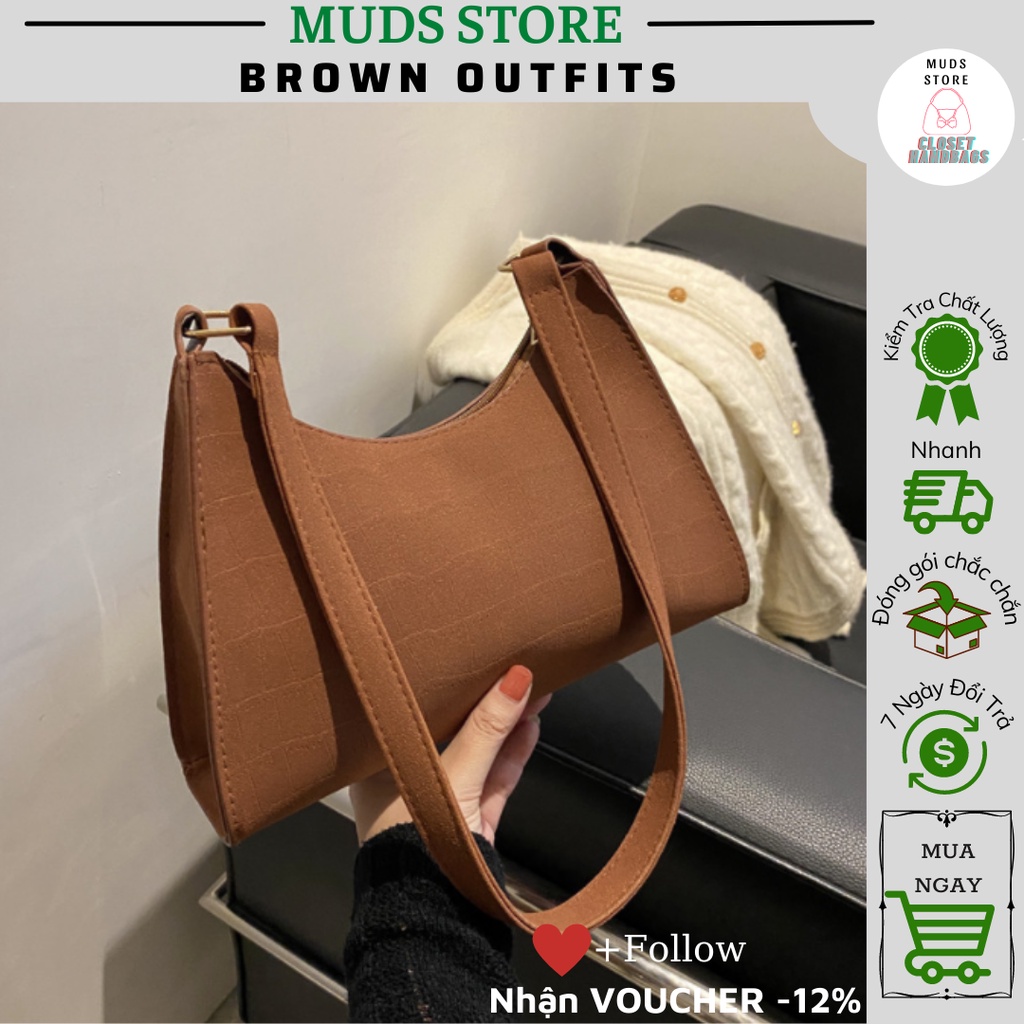 Túi kẹp nách nữ đẹp , Túi xách nữ đeo vai da pu cao cấp phong cách thời trang BROWN OUTFITS