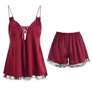 đồ bộ ngủ sexy satin lụa phối ren