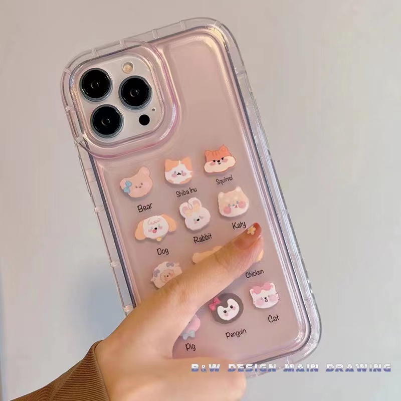 Ốp Điện Thoại Mềm Trong Suốt In Hình Thú Hoạt Hình Dễ Thương Cho iPhone 14 13 12 11 Pro MAX 14Plus IX XS MAX XR