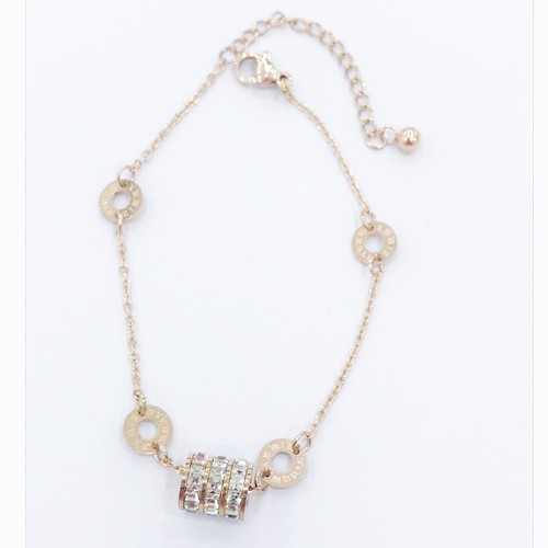 Lắc Tay Nữ Khoen Tròn Đính Đá Nhân Tạo Titan Ko Đen TT 3173