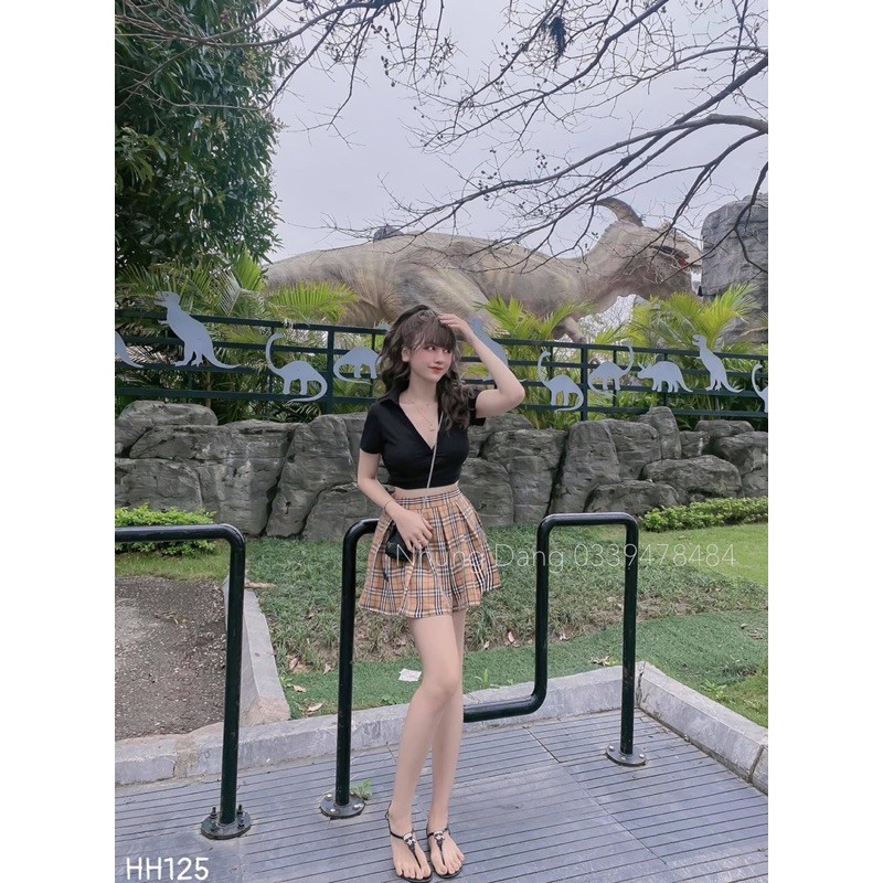 ❌FREESHIP❌ Set áo cotton +Chân váy kẻ siêu đẹp