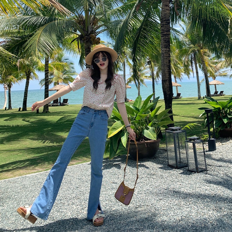 Áo Sơ Mi Tay Ngắn Phồng Dáng Rộng In Họa Tiết Hoa Phong Cách Pháp Cổ Điển Thời Trang Mùa Hè Mới Cho Nữ 2022  tao bao