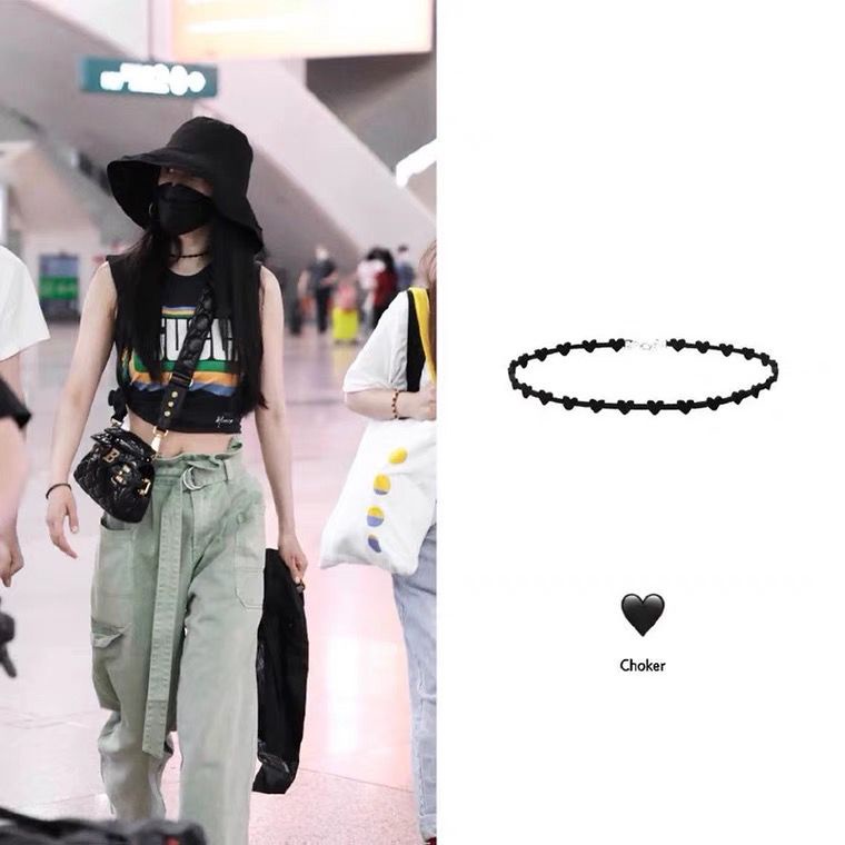 【JIHE】Choker dây chuyền mặt trái tim ba chiều phong cách Nhật Hàn thời trang